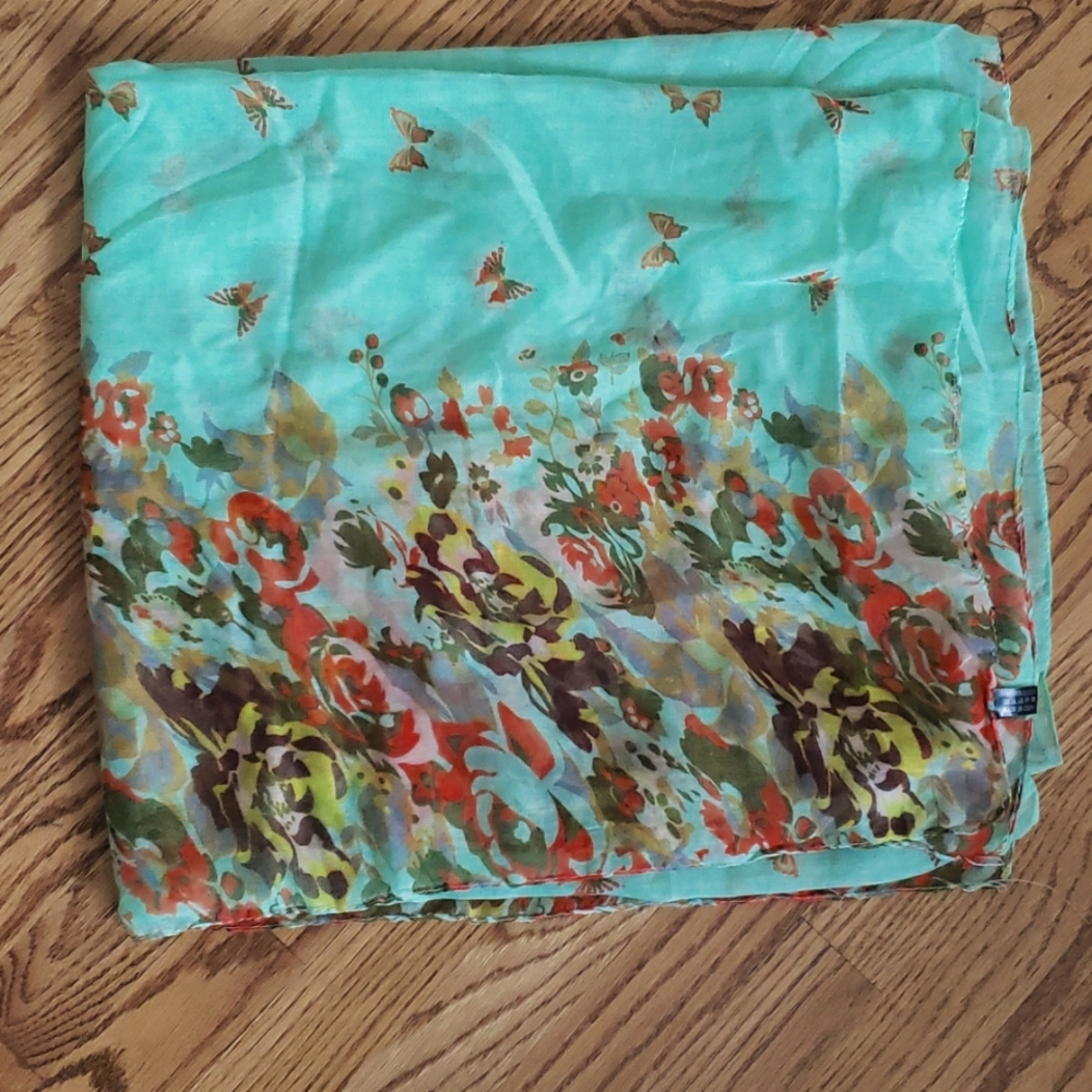 Green butterfly scarf